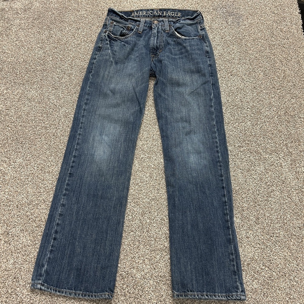 American Eagle Outfitters Original Straight Jeans Mens 28x30 Med Wash Blue Denim